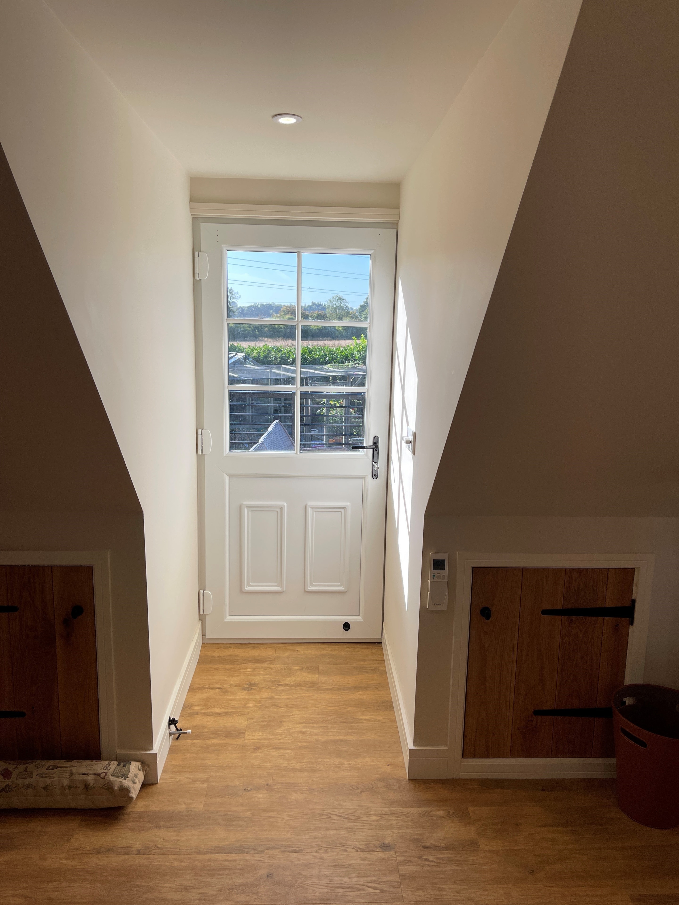 The door to the outside platform at Neatham Barn
