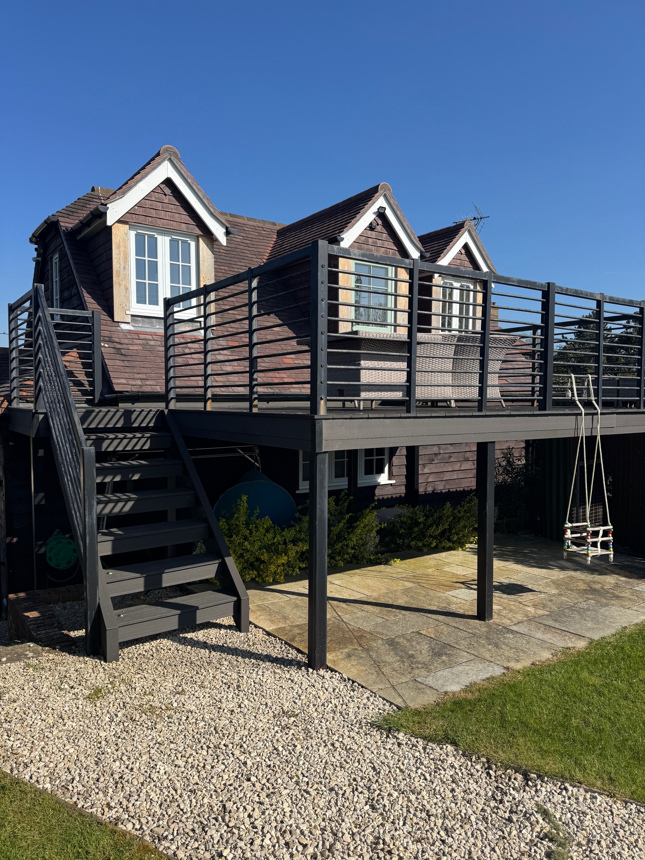 The rear balcony at Neatham Barn